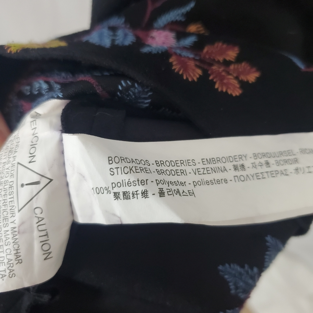ZARA BLACK SUEDE EMBROIDERED DRESS BACK ZIP MINI SIZE XS - Picture 11 of 13
